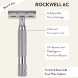 Rockwell Razors - Traditional Double-Edge Safety Razor 6C - White Chrome