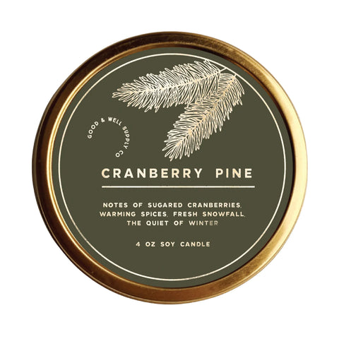 Good & Well Supply - Cranberry Pine Soy Candle 4 oz. Travel Tin
